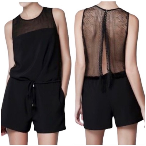 Zara Black Fringed Lace Back Romper - Picture 14 of 15